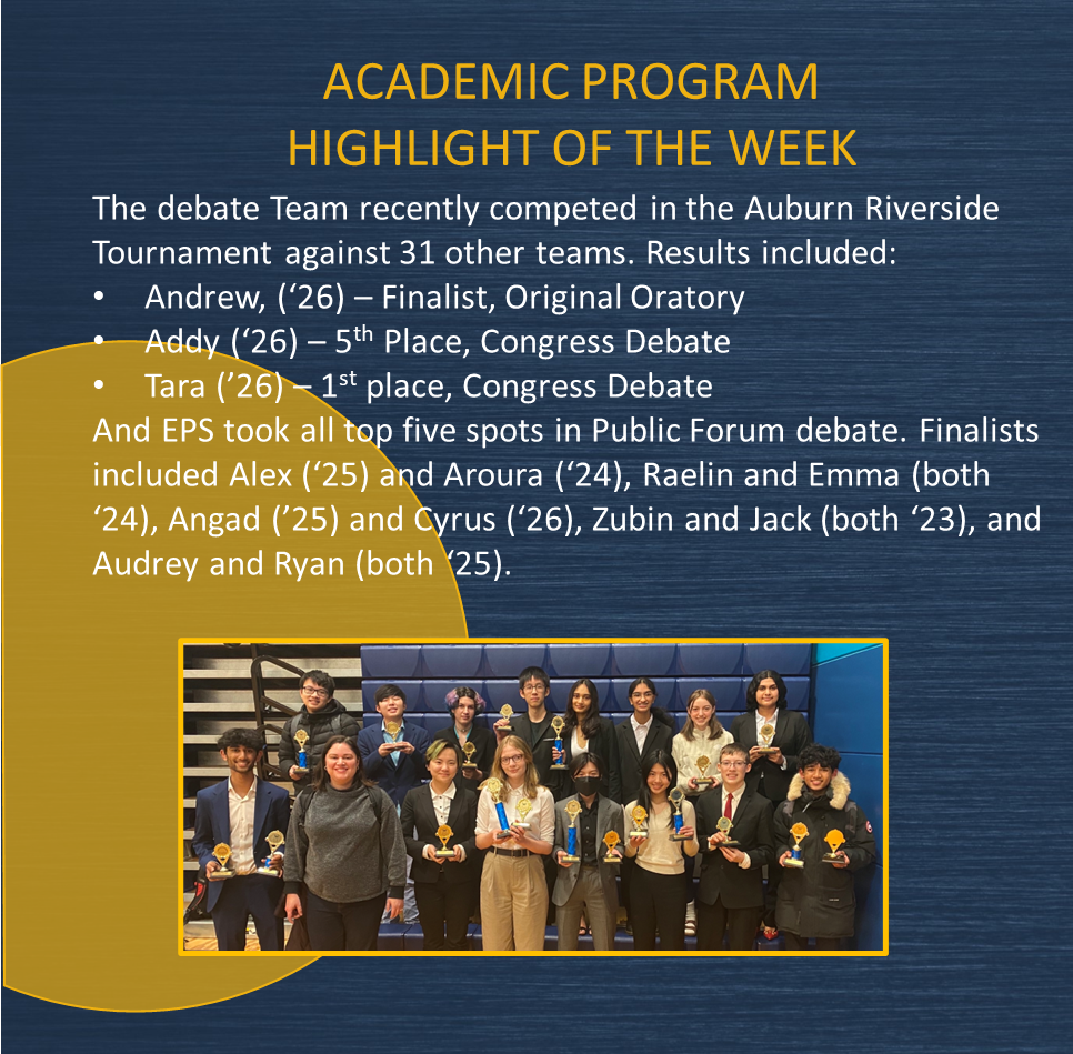 1/6 Academic Team Eastside Preparatory School